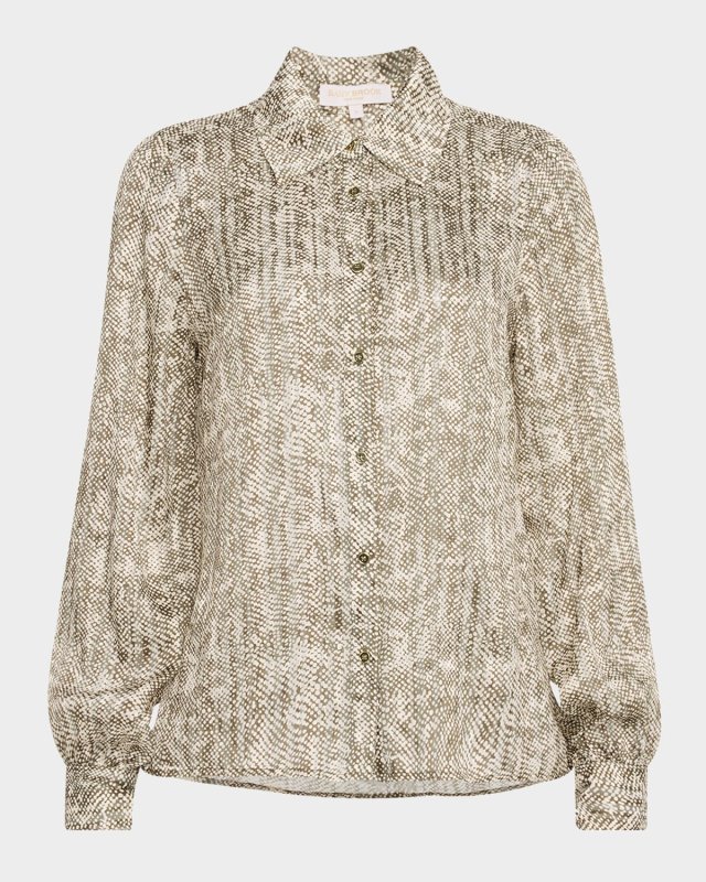 Pauline Button-Front Silk Blous